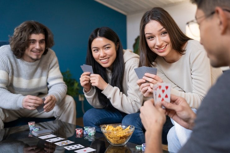 Layar dealer langsung dengan pemain di meja baccarat profesional